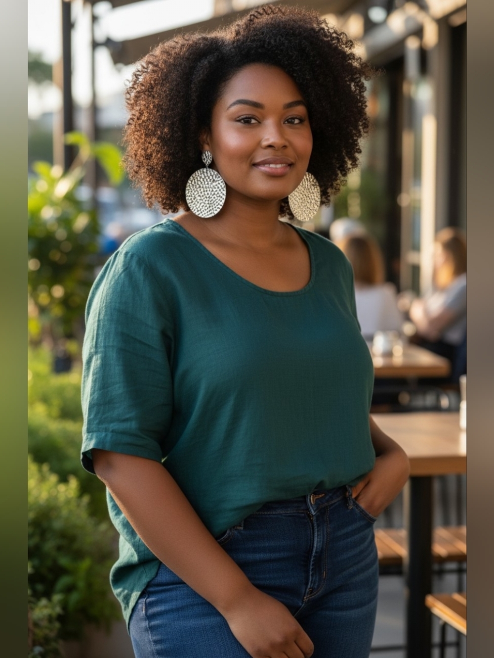 Oversized Silver Hammered Disc Earrings